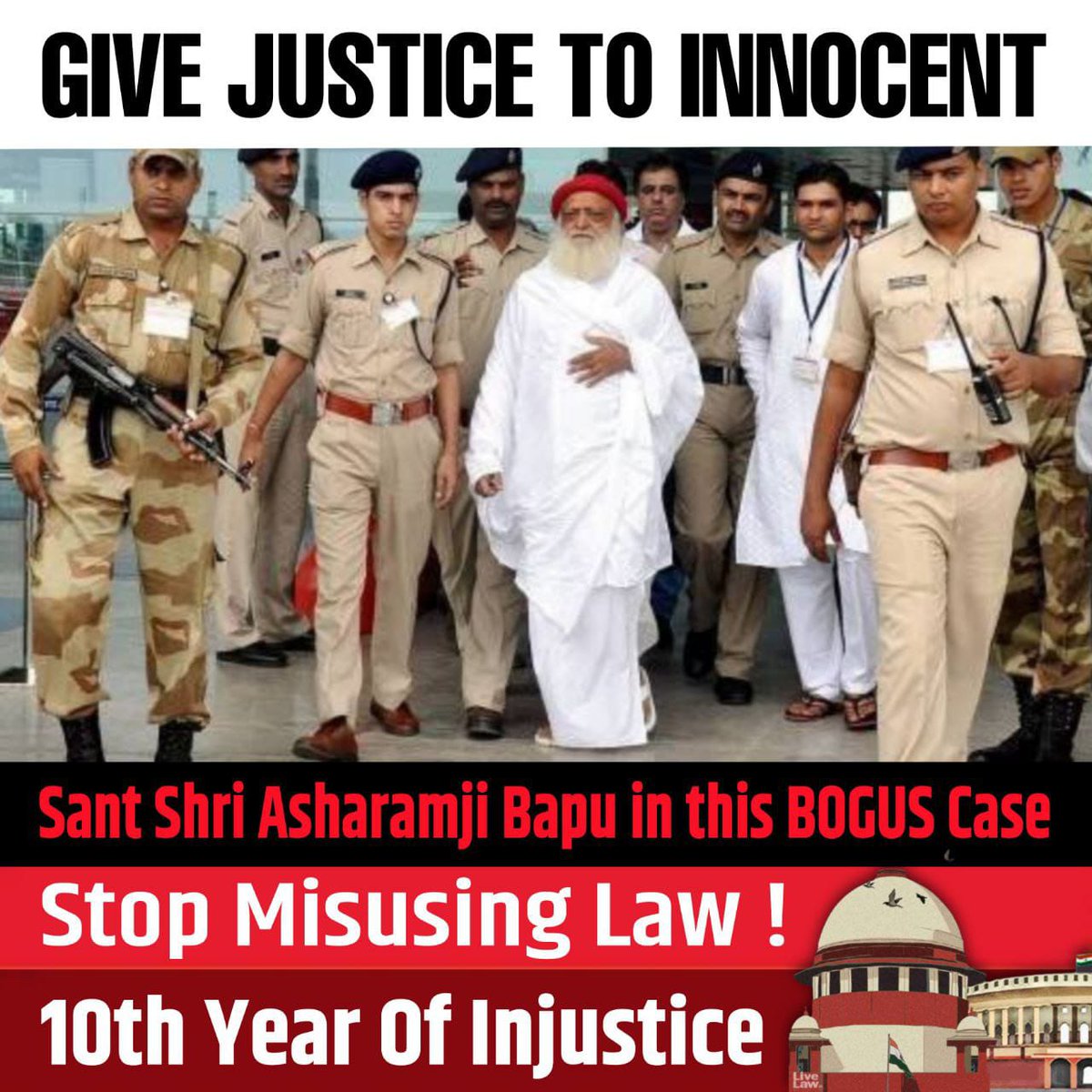 RPBARODA's tweet photo. #10thYearOfInjustice
Sant Shri Asharamji Bapu 10 साल से निराधार झूठे केस में षडयंत्र के तहत फसाया गया है।
Justice Delayed Justice Denied 
Nyay Kab Milega ? ��े यक्ष प्रश्न सभी न्याय प्रेमी जनता के मनमे है। https://t.co/CUrqCZjA5T