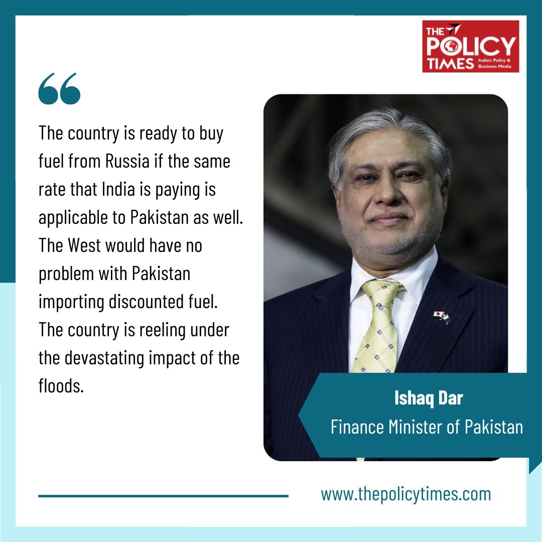 thepolicytimes's tweet photo. The country is ready to buy fuel from Russia if the same rate that India is paying is applicable to Pakistan as well.
.
.
.
#Fuel #Russia #export #IshaqDar #PakistanFloods #Pakistan #fuelexport @ishaqdar72 https://t.co/T2pO1yOhRI
