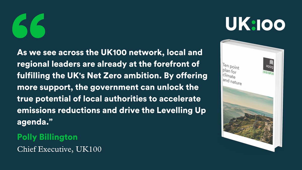 UK100 was pleased to join <a href="/EnvironmentAPPG/">All-Party Parliamentary Group on the Environment</a> yesterday at its 1️⃣0️⃣-point #ClimateAndNaturePlan launch🌳

We're clear that local leaders should be at the heart of effective climate action and nature restoration.

Read 👇

environment.inparliament.uk/sites/environm…

#LocalNetZero #EndTheWaitInsulate