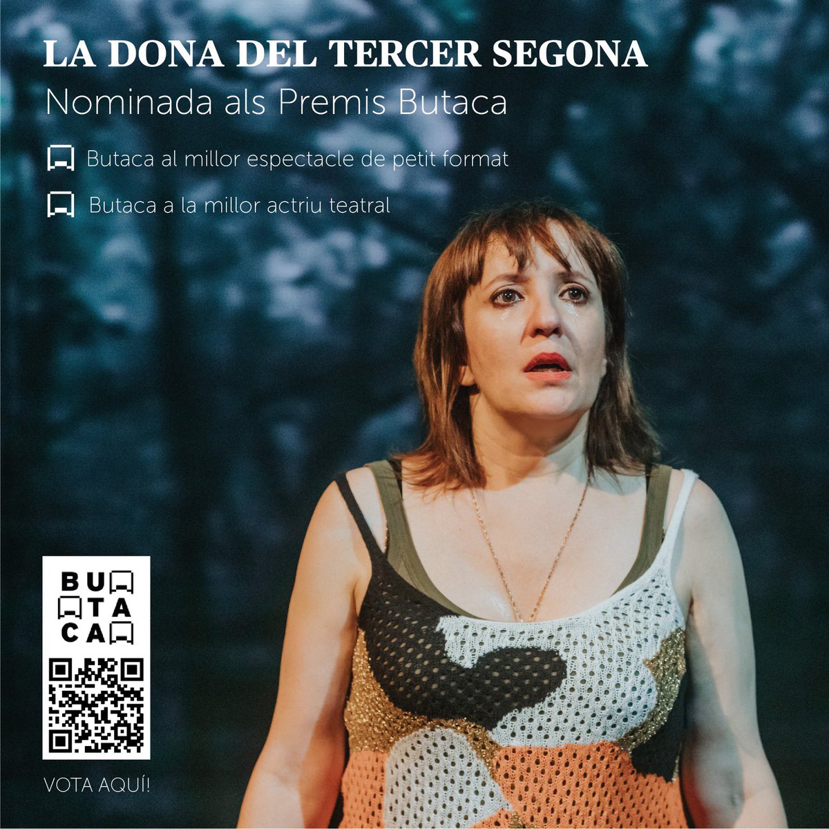Sabies que els <a href="/premisbutaca/">Premis Butaca</a> són per votació popular?
"La Dona del Tercer Segona" està nominada a:
🎖️Millor espectacle de petit format
🏅Millor actriu
Si ho vols, ens pots votar a 👉 premisbutaca.cat

#creacioTeatreNu #TeatreNu #LaDonadelTercerSegona #PremisButaca
