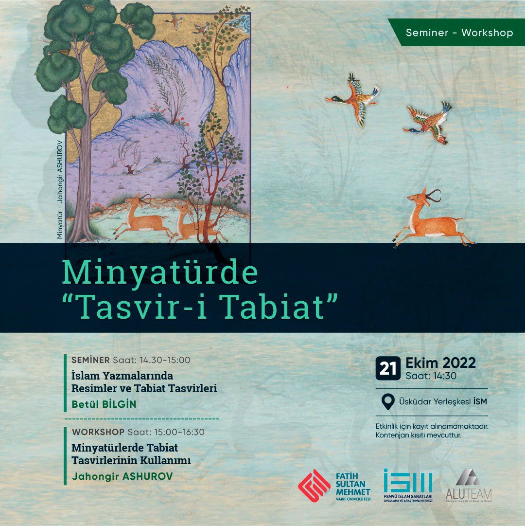 Minyatürde “Tasvir-i Tabiat”

<a href="/fsmvu/">Fatih Sultan Mehmet Vakıf Üniversitesi</a> <a href="/ismnakkashane/">FSMVÜ İSM NAKKAŞHANE</a> <a href="/ALUTEAM/">ALUTEAM</a> <a href="/betulbil/">betül bilgin</a>