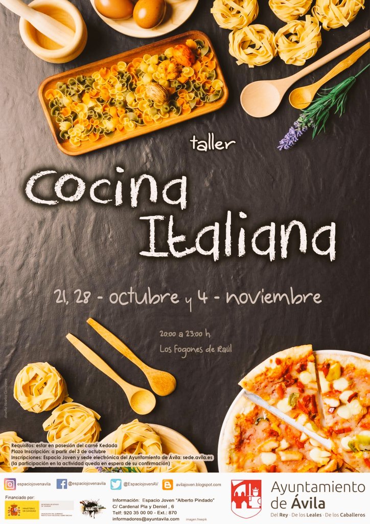 losfogonesdeR's tweet photo. Ultimando los detalles para el nuevo taller del @EspaciojovenAV. Es el turno de la cocina italiana.
Os esperamos en Los Fogones https://t.co/likFBCwlP6