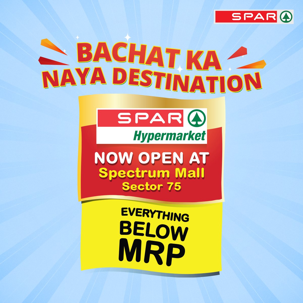 SparIndiaHyper's tweet photo. Hum aa gaye hain Noida
aur Humare saath aaye hain dhamakedaar offers bhi! ๐
Visit the new SPAR store at Spectrum Mall, Sector 75, in Noida to enjoy amazing deals and everything below MRP. ๐๏ธ
#SPARStore #NewStore #Noida #Retail #Shopping #NewDestination #VisitNow #Hurry #Shop https://t.co/Yw32c0n4kI
