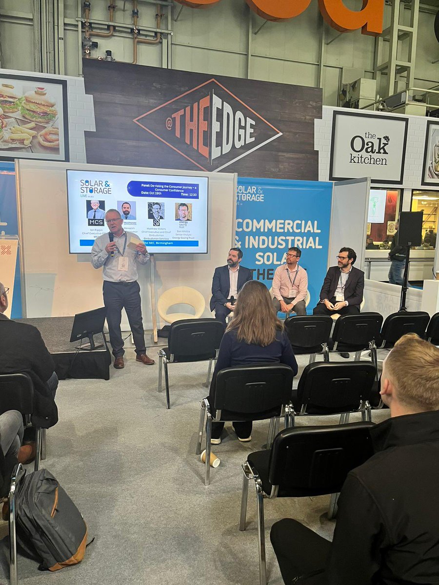 We’re on the Commercial & Industrial Solar stage now with @EnergySvgTrust, @TrustMarkUK and @financialombuds discussing consumer confidence in renewables at @SolarStorageUK 

#solarstoragelive