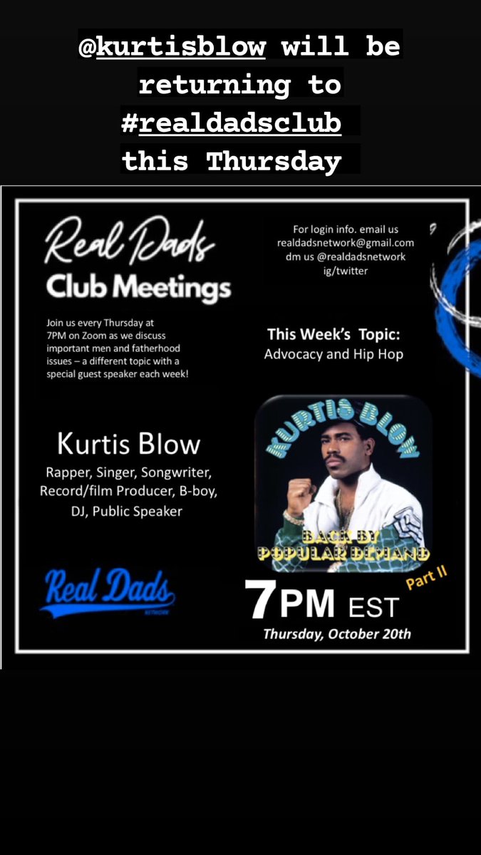 RealDadsNetwork's tweet photo. @KurtisBlow1 will be returning back to #RealDadsClub this Thursday 7pm est via zoom. For log information email us realdadsnetwork@gmail.com or DM us. https://t.co/xqFcM6QSQV