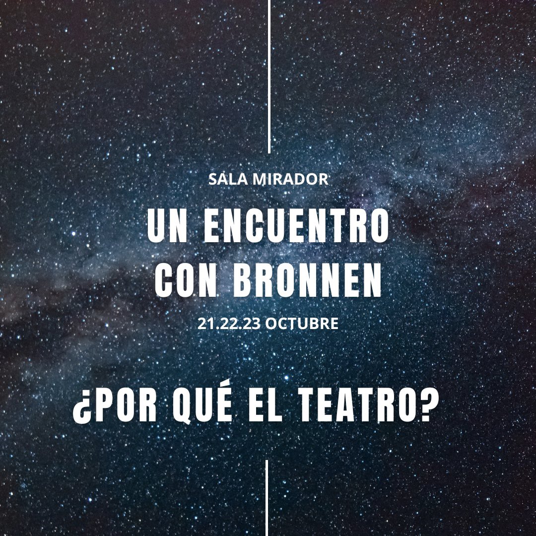 aboutBOBoficial's tweet photo. "Un encuentro con Bronnen", es el terreno para pensar un teatro presente, pasado y futuro. Un encuentro entre el espectador y el teatro como arte sensible a decisiones gubernamentales.

@salamirador 21,22,23 Octubre 
🎫 GET tickets https://t.co/8zZCb3GgLw https://t.co/DpVTCQOQoD