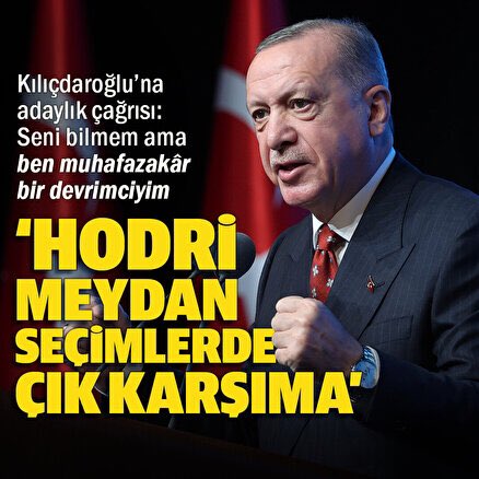 Cumhurbaşkanı @RTErdogan 'Bay Kemal, gücün yetiyorsa seçimlerde karşıma çık' 'Bay Kemal... Madem kendine bu kadar güveniyorsun, madem siyaset tarzının doğruluğundan bu kadar eminsin, madem ülkenin ve milletin geleceğinde sorumluluk almak istiyorsun… Öyleyse HODRİ MEYDAN.!