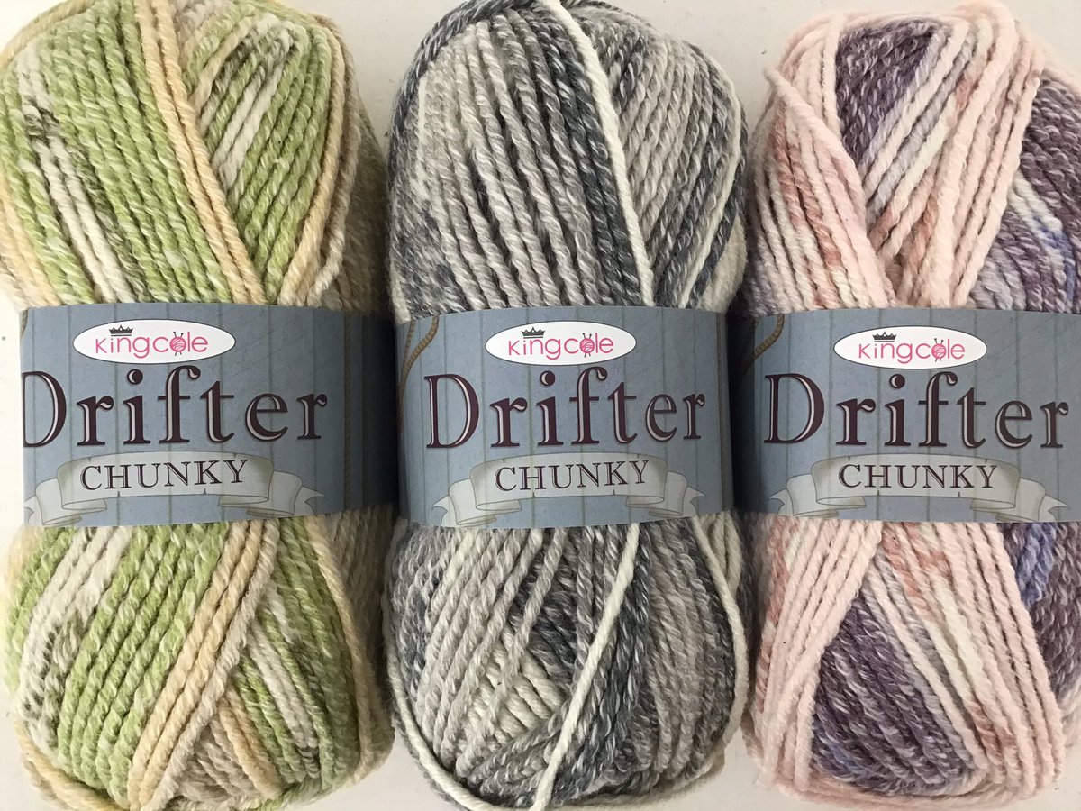 deltawoolshop's tweet photo. For the King Cole Drifter Chunky fans out there, we’ve got 3 gorgeous new shades.

Still only £4.70 for a 100g ball🧶

https://t.co/jLXykg0a1e https://t.co/mtwh309bD3