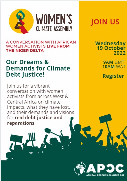 AfricanCJGroup's tweet photo. DAY 3 APCC2022
80% of people displaced by climate change extreme whether events are women.
Thanks to @WoMin_Africa for an educative session on the role of women and the demands for Climate #Debt Justice.

#APCC2022
#climateJusticeNow 
#CounterCOP https://t.co/I5XRjixh6s