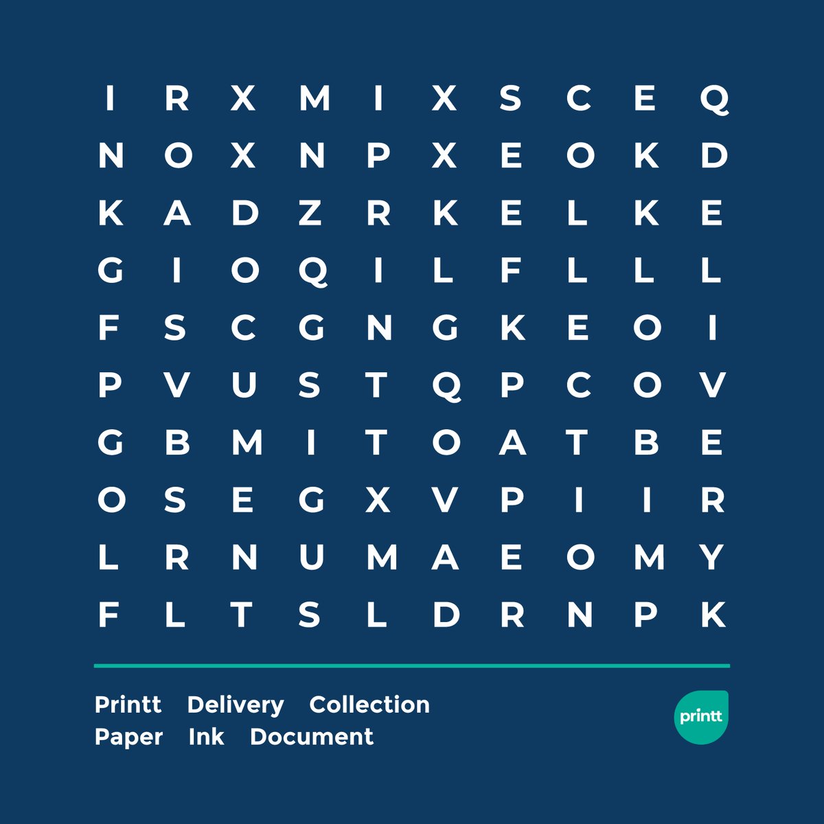 Printtapp's tweet photo. It's Wordsearch Wednesday 🔎

6 words. One screen. It's you vs however many consonants and vowels you see before you. How many will you find?

#Wordsearch #Printt #Game https://t.co/6qZ79B67O8