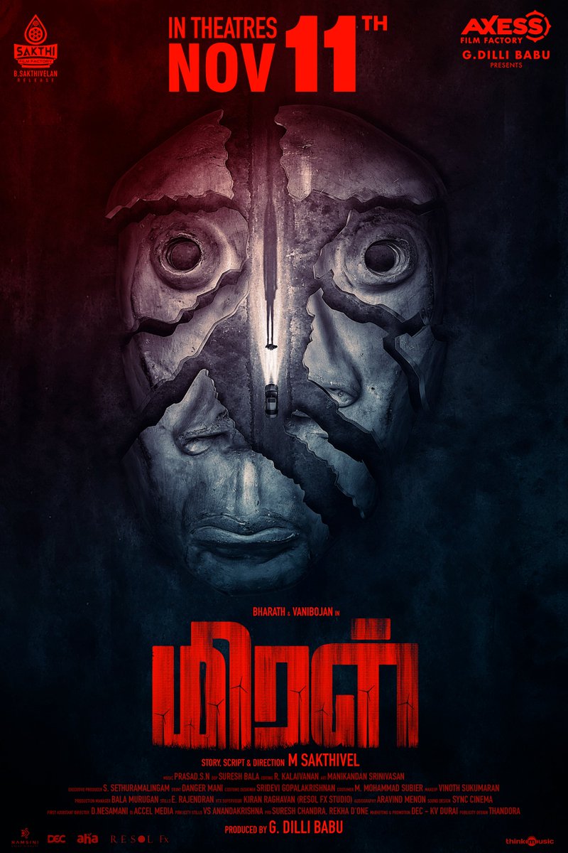 It's official - Slasher thriller #Miral in theatres on November 11th. Get ready for the ride on the big screen! TN release by @SakthiFilmFctry @AxessFilm @Dili_AFF @sakthivelan_b @bharathhere @vanibhojanoffl @ksravikumardir @nameissakthi @itspooranesh @Sethu_Cine @rajNKPK