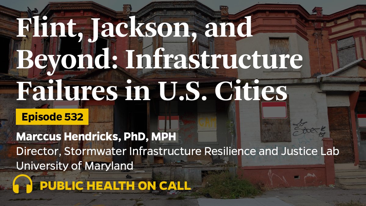 The effects of segregation and discrimination have resulted in poor infrastructure across the country. @mdhDuBois of @sirjLab talks with @drJoshS about infrastructure failures that disproportionately impact communities of color. 🎧 johnshopkinssph.libsyn.com/532-flint-jack…