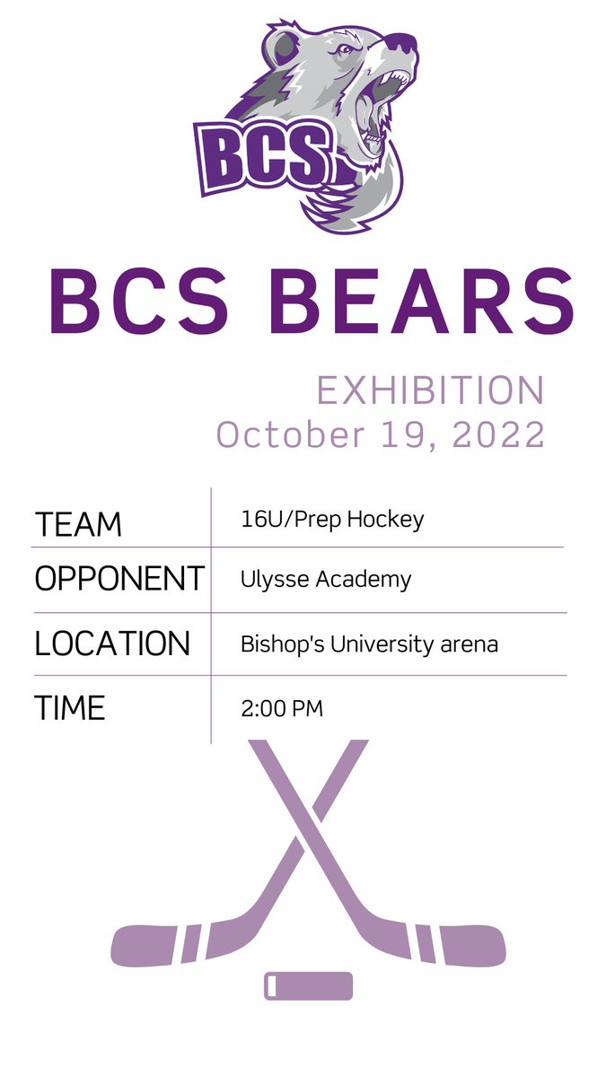 BCS1836's tweet photo. Our 16U/Prep Hockey team will be across the bridge this afternoon to play against Ulysse Academy! Let's go, #BCS1836Hockey! #BCS1836Athletics #BCSBears https://t.co/8PbqjVxjBI