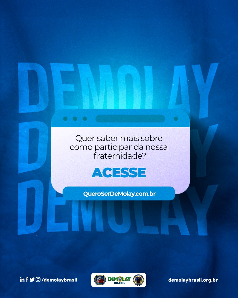 DeMolayBrasil's tweet photo. Para ser um DeMolay é preciso iniciar na primeira Cerimônia que compõe toda a jornada pedagógica do jovem na fraternidade.  E antes de iniciar, é preciso que o jovem cumpra com alguns requisitos importantíssimos.

Acesse https://t.co/1iaYs85UED https://t.co/y4T7BfyXtB