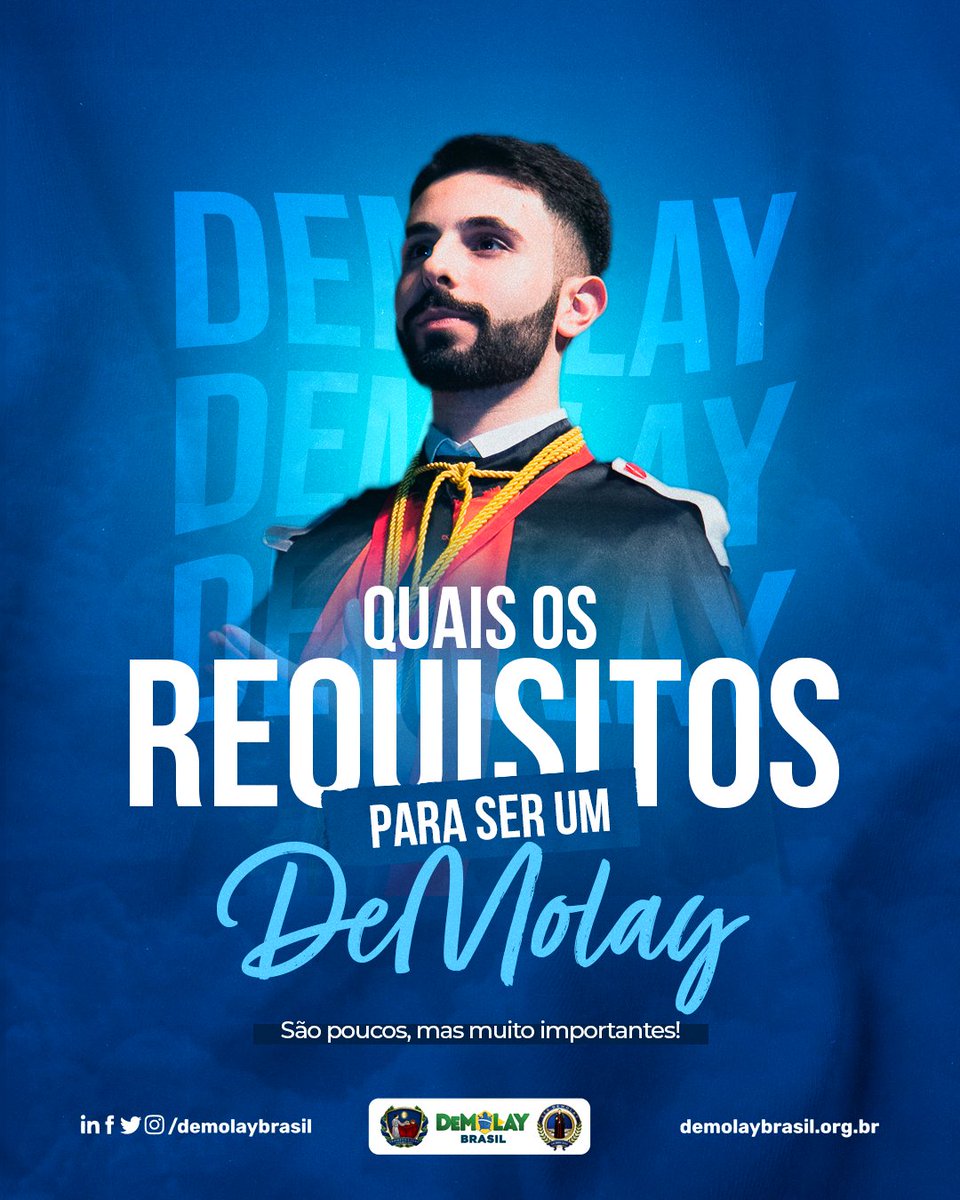 DeMolayBrasil's tweet photo. Para ser um DeMolay é preciso iniciar na primeira Cerimônia que compõe toda a jornada pedagógica do jovem na fraternidade.  E antes de iniciar, é preciso que o jovem cumpra com alguns requisitos importantíssimos.

Acesse https://t.co/1iaYs85UED https://t.co/y4T7BfyXtB