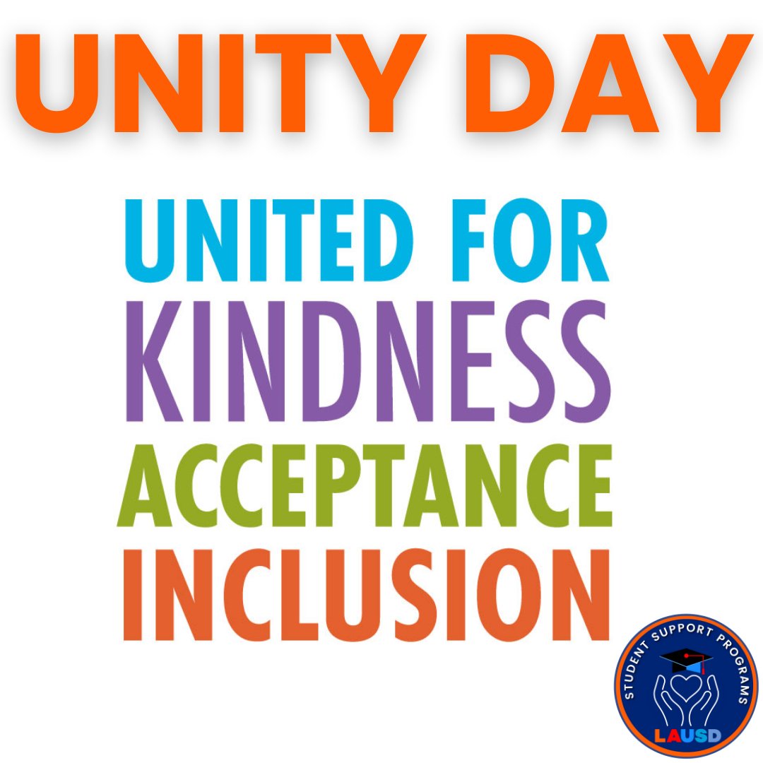 Today, wear and share the color orange as a tangible representation of the supportive, universal message that our society wants to prevent bullying &amp; is united for kindness, acceptance &amp; inclusion. Visit pacer.org/bullying/nbpm/…
@SHHSLausd
<a href="/PbisRp/">LAUSD PBIS/RP</a>
@lausd_psa
<a href="/LAUSDHEO/">Homeless Ed Office</a>
<a href="/WPLausd/">Wellness Programs_LAUSD</a>