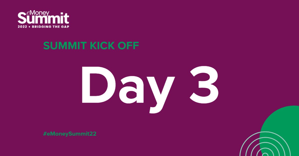 eMoneyAdvisor's tweet photo. โฐ Rise and shine. Are you ready for the final day of the #eMoneySummit22?
For today's Summit schedule, go to https://t.co/CdpmZn0sWH for a complete list of sessions. https://t.co/iPqTMqgIBR