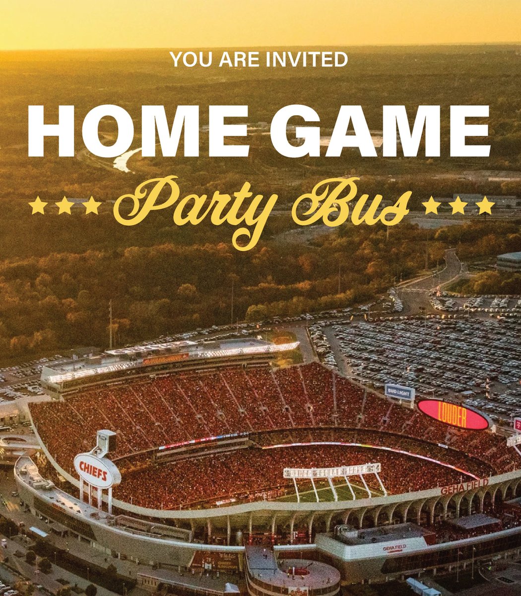 Join us for special party bus packages that include safe transportation, VIP parking, tailgating, snacks, and beverages to all Kansas City Chiefs games! spt.to/mNOmY