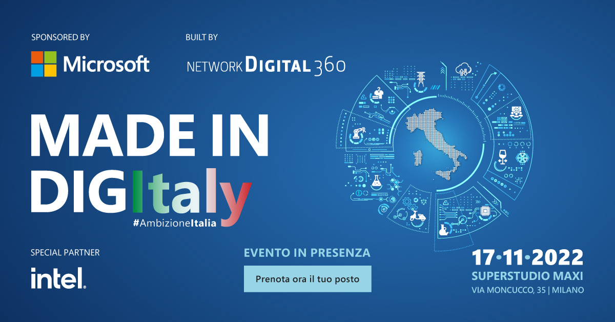 . @Intel_Italia sarà special partner di Made in DigItaly. Vieni a conoscere ed esplorare la trasformazione digitale a tutto tondo con speech e testimonianze esclusive>> bit.ly/3SauKfG #ambizioneitalia