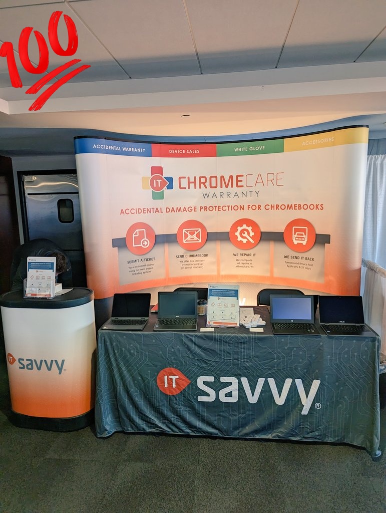ChromebookChris's tweet photo. Visit @ITsavvyLLC at booth 515 to learn about the #1 accidental warranty for K12 devices being offered for the first time in the New England area! Also, we are presenting on ChromeCare in suite B13 at 2:45Est! #MassCUE @MassCUE https://t.co/ZauJZF634W