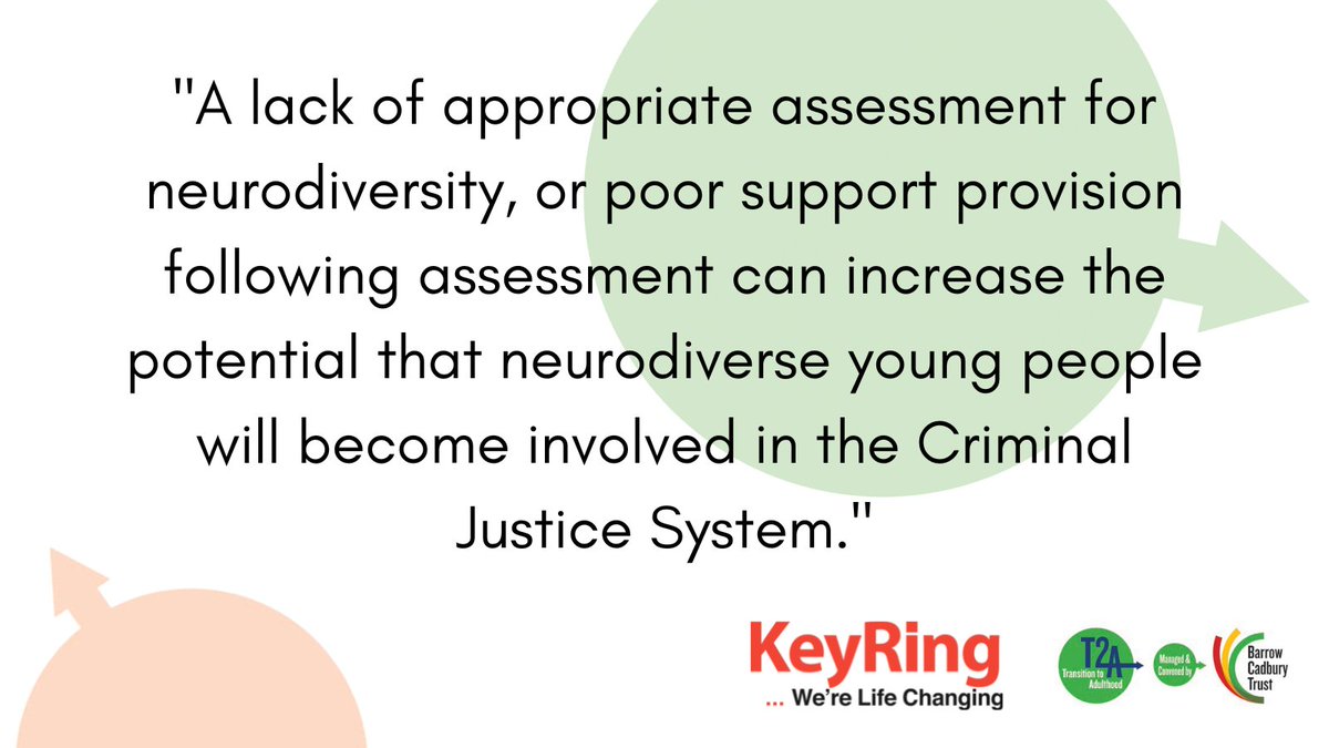 Our new report explores the issues facing neurodiverse young people moving from youth to adult services in the Criminal Justice System and makes suggestions for what needs to change: bit.ly/3CLlk4y @T2AAlliance @BarrowCadbury @KeyRingCJS @HughAsher