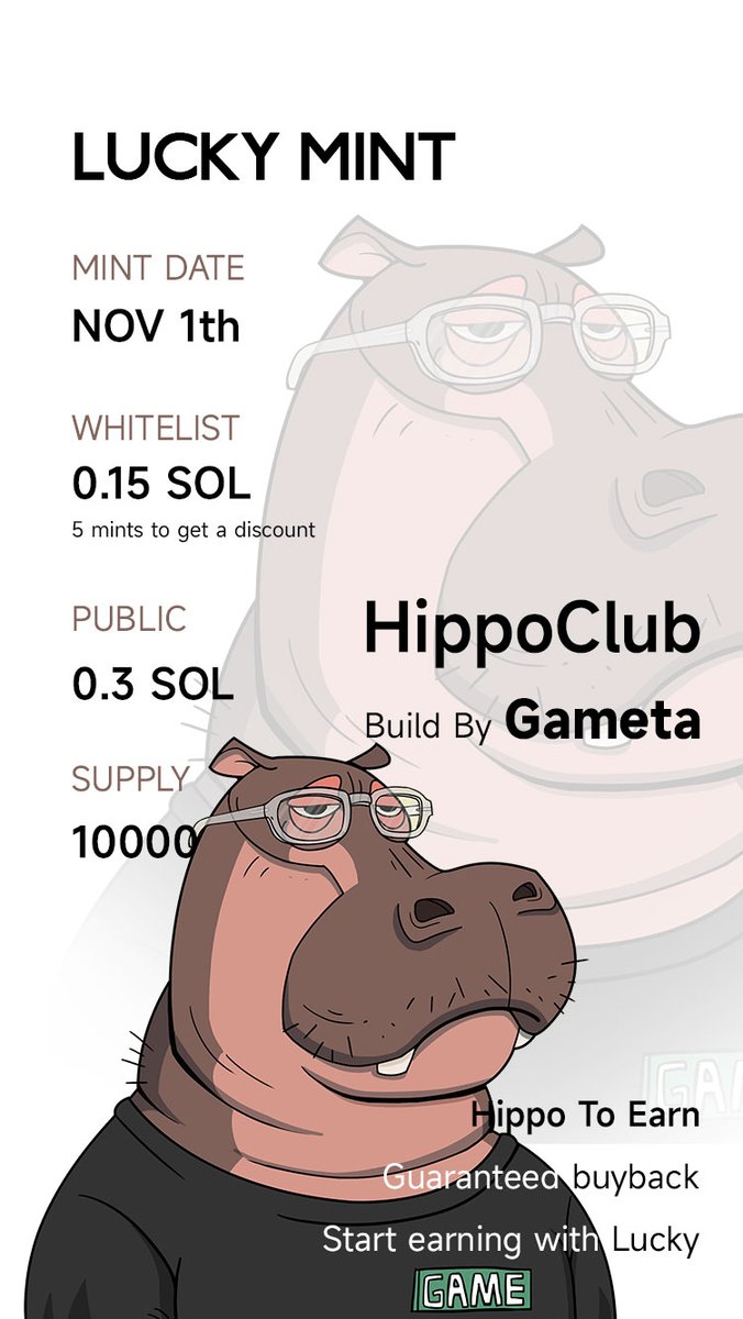 anglio's tweet photo. 🎁 GIVEAWAY 🎁
 
📌Project - @GametaHippo

Prizes:
🏆 1 $SOL 
🏆 20x WL spots

To enter:
1️⃣ Follow @GametaHippo  &amp; @anglio
2️⃣ RT LIKE + TAG FRENS
3️⃣ Join Discord: https://t.co/0RanGbDnvT
4⃣ Leave your Discord Name

Winners in 48H!⏰
#Solana #ad #NFTGiveaway https://t.co/5QVELKpM9Q