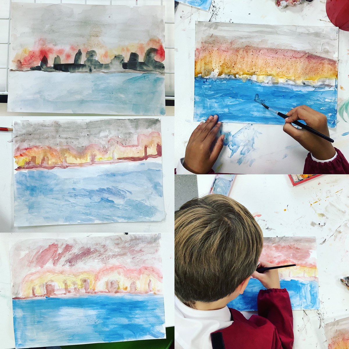 ArtCaterham's tweet photo. Looking back at a packed first half term of the year which included Year 2 exploring colour and painting techniques linked to the Great Fire of London #ks1 #art #painting #watercolour #greatfireoflondon #caterhampreprep #caterhamprep https://t.co/FAAHj2Vm86