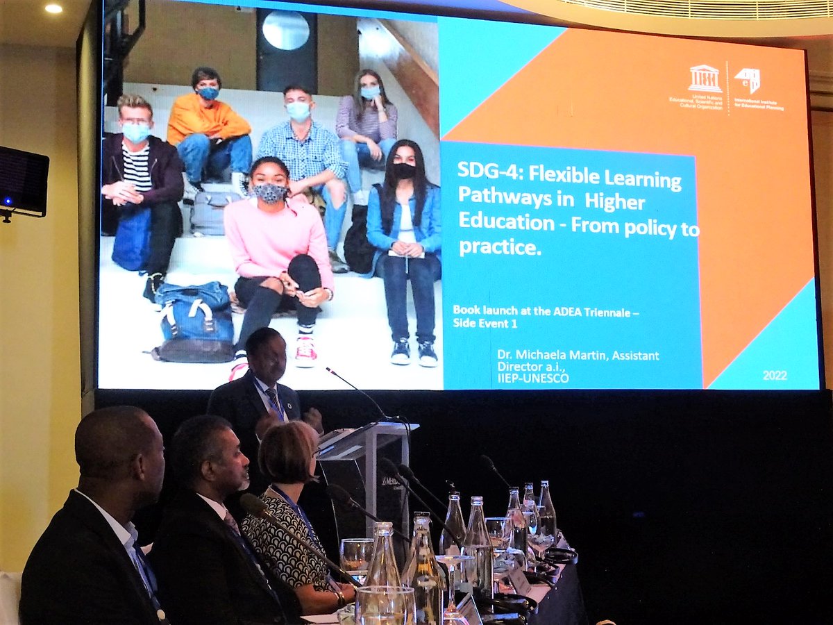 IIEP_UNESCO's tweet photo. "This book fills an important gap about #SDG4 and helps put #HigherEd high on the agenda."
At #ADEA2022Triennale, @jordannaidoo1 & @MartinMichaela6 launched our 🆕 book on planning for #FlexibleLearningPathways to support the transformation of #HigherEd: https://t.co/dqHyqVim1e https://t.co/HNHJZtam99