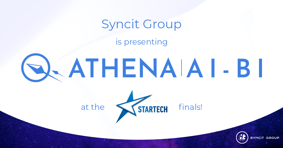 SyncitG's tweet photo. The #StarTech finals 2022 are just around the corner! 🤩Tomorrow, our presenters will be shooting for the stars with the amazing Athena AI-BI solution based on our #AthenaSearch. We are sure that this innovative solution will be recognized and powered up by a Startech #grant. 💪 https://t.co/fAsGwCALXd