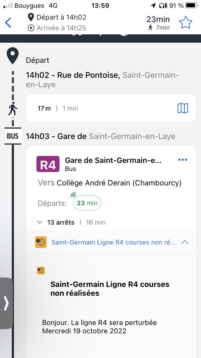 GorettiRoiss's tweet photo. @StGermain_IDFM  vous aviez annoncé les suppressions mais surprise encore un bus supprimé sans information préalable pour le bus de 14h04 du #R4
#usagerfatigue @IDFmobilites @TransdevIDF #saintgermainenlaye #chambourcy https://t.co/J6gCdFyu4j