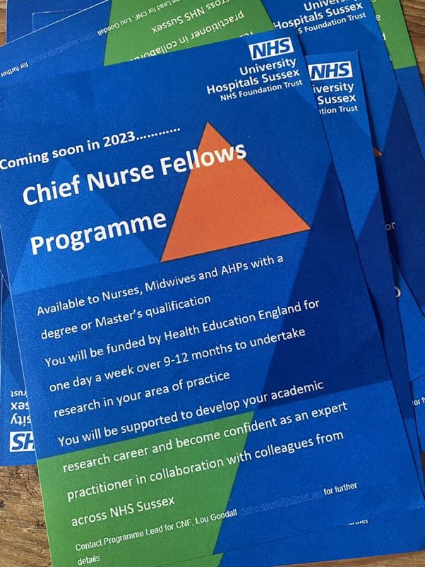 There is still time for *you* to apply for your place on the #ChiefNurseFellows Programme @UHSussex - *Nurses, Midwives and Allied Health Professionals*: develop your research skills in clinical practice on this year long programme of individualised support