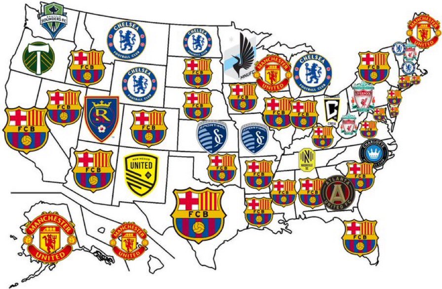 StoolSoccer's tweet photo. The most searched for team in every state in the US 🇺🇸 https://t.co/kWp45CWYPV