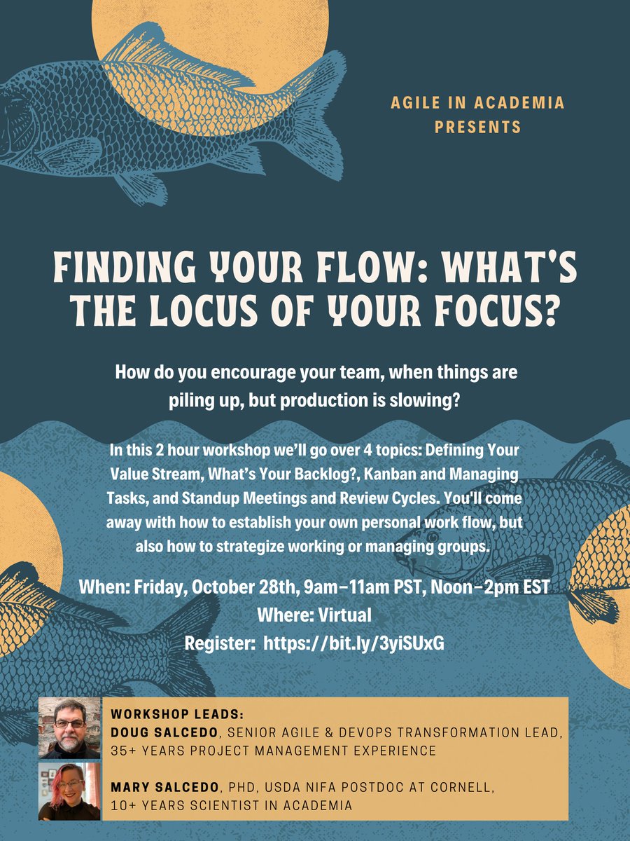 Hey <a href="/SICB_/">SICB</a>! Did you know <a href="/dcsalcedo/">Doug Salcedo</a> &amp; <a href="/MarySalcedo/">Mary Salcedo, PhD 🦗🐞🐝+🐍</a> are running another Agile in Academia workshop? 

After feedback we decided to revamp our workshop to get right down to skills. Join us on Oct 28th for 2 hours and come away feeling empowered!

Register: bit.ly/3yiSUxG