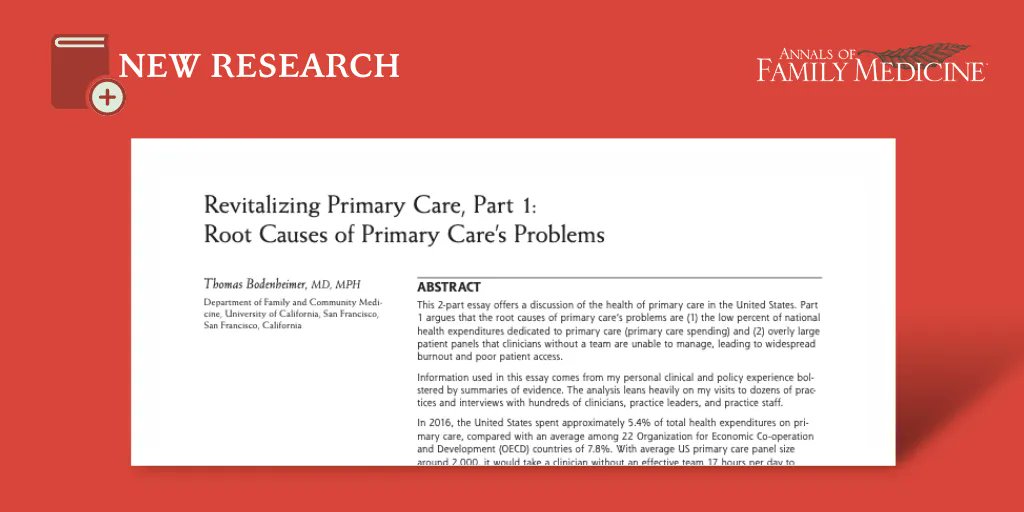 To improve primary care in the US, @UCSFFamilyMed’s Prof Thomas Bodenheimer believes we should: - Increase spending through state legislation - Eliminate Medicare reimbursement disparity between primary care, specialties - Develop multidisciplinary teams bit.ly/3LKP3Ps