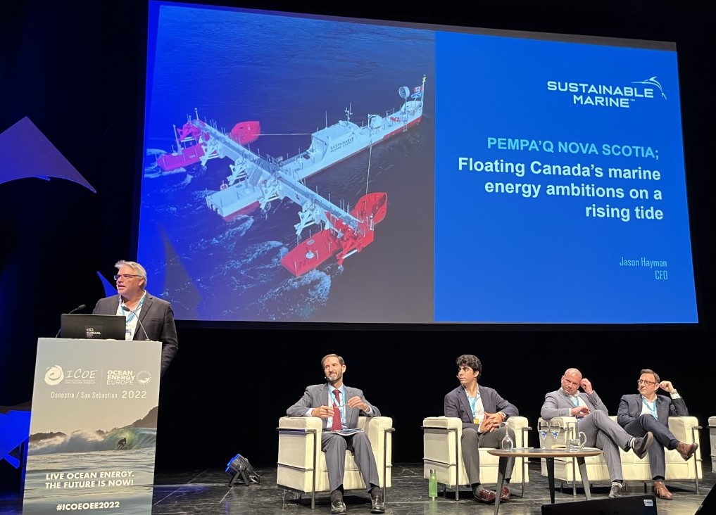 Sustain_Marine's tweet photo. Great to be able to share our achievements with the international #oceanenergy community at #ICOEOEE2022. Especially exciting to talk about delivering power to the grid in Canada. Huge thanks to @scotent, @SCHOTTELGroup, @reconceptGmbH, @NRCan for the ongoing support! #renewables https://t.co/yNg1MctyOH