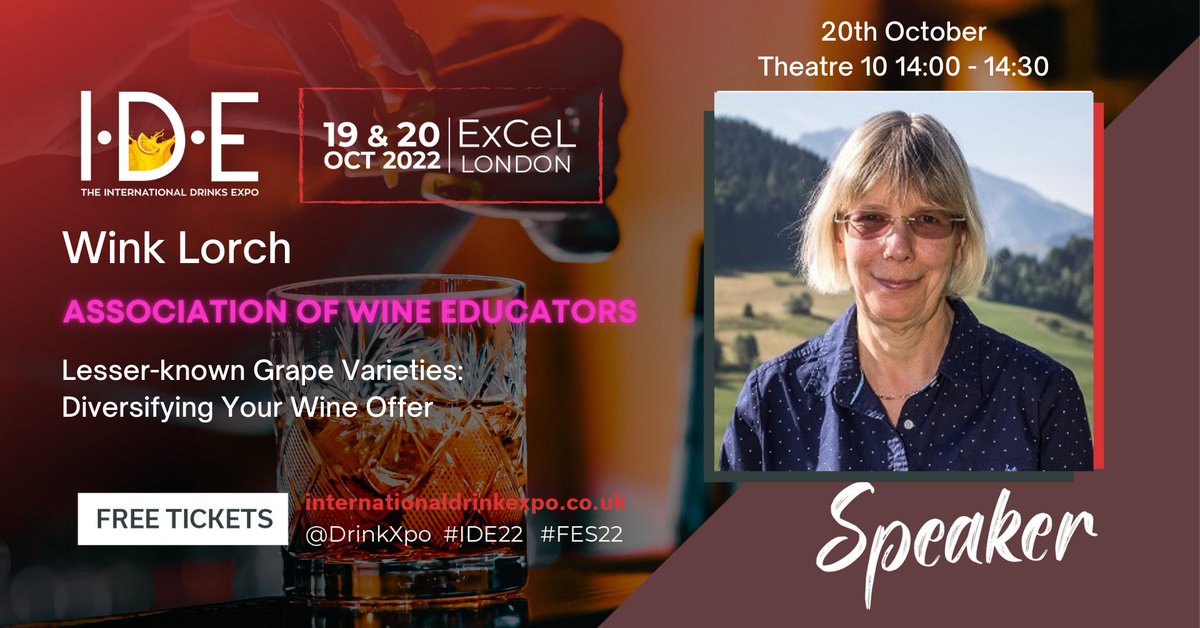 Does your job involves choosing wines for your customers? Looking at how to diversify your #wine offer? If yes, please join AWE member @WinkLorch tomorrow at @DrinkXpo, 2pm when she will be discussing lesser-known grape varieties. Register for your free ticket today. #ide22