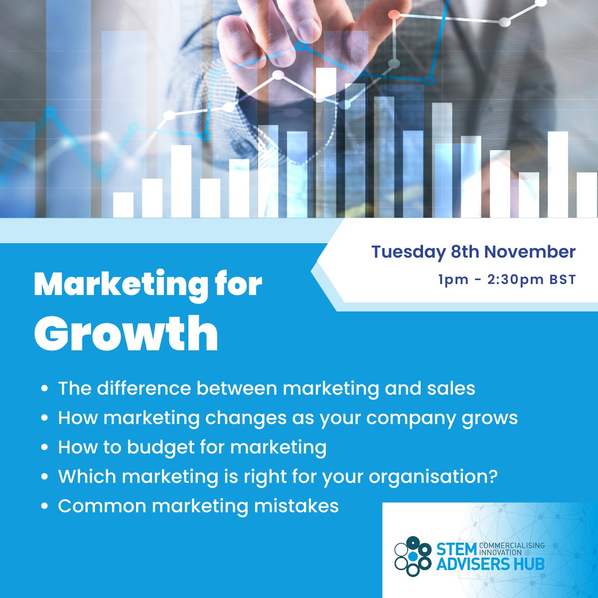 When your business is growing, it's important that your marketing changes to reflect the new phase of your company.

Join us for our last Online exchange of the year: eventbrite.co.uk/e/344099229057

#stem #marketing #business #growth
#marketingadvice