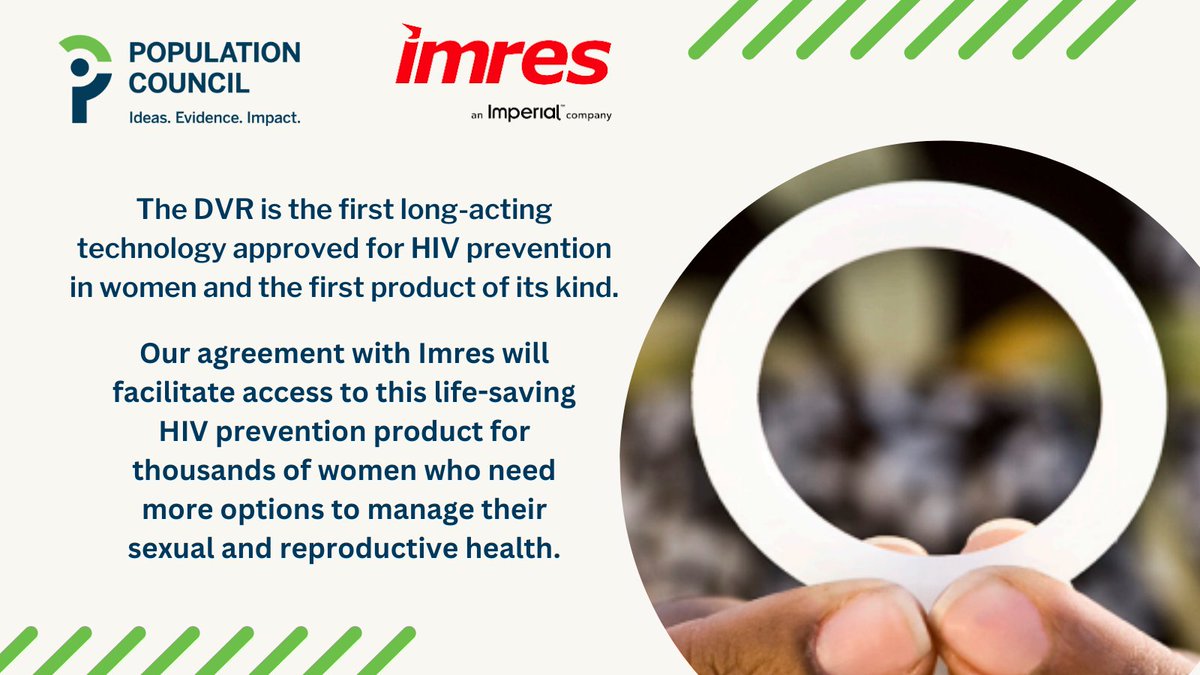 📢 Excited to partner with <a href="/Imresbv/">Imres</a> for global distribution of the monthly #dapivirine #vaginalring to meet demand &amp; advance sexual and reproductive health, rights, and choices. 👉 bit.ly/3M3mI72