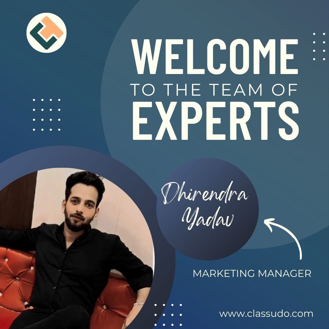 ClassudoTech's tweet photo. Welcome to Classudo
Join us in welcoming Mr. Dhirendra Yadav as Marketing Manager in our operations.
Stay Classy 🙂
#firstdayatoffice #newjoinee #digitalmarketing #digitalagency #marketingmanager #classudo https://t.co/JdfZdgYHgq