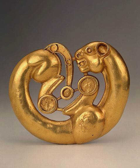 Scythian Gold Plaque in the Form of a Panther Curved Round. Date: 7-6th BC. Place of origin: South-Western Siberia, area between the Rivers Irtysh and Ob Russia. Collection: Hermitage Museum.