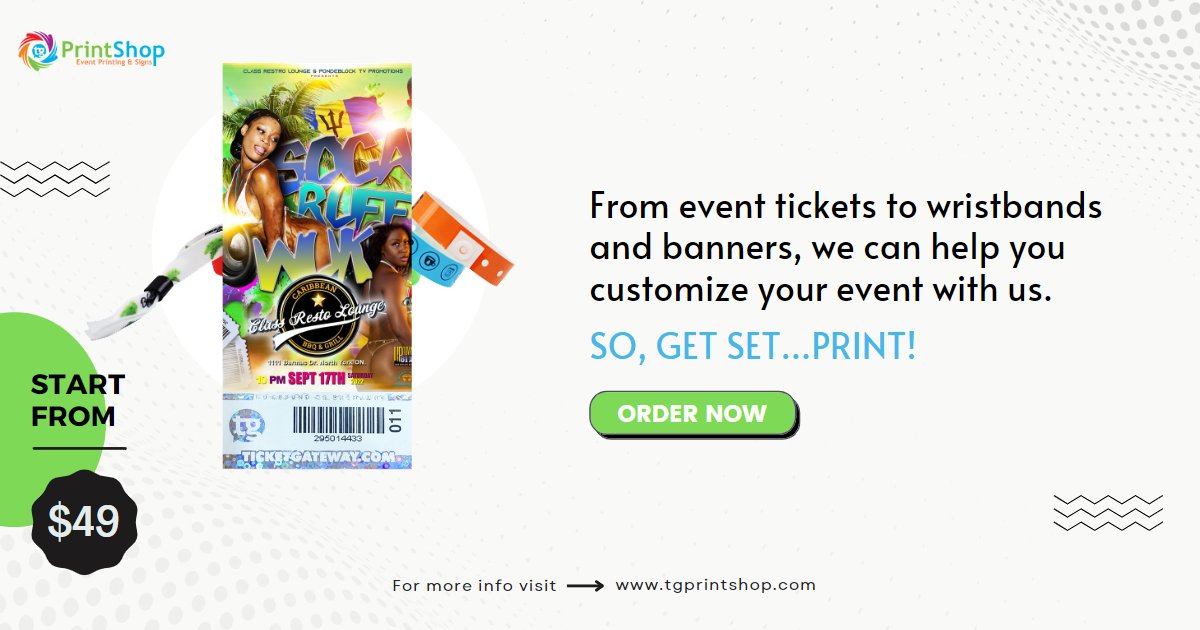 tgprintshop's tweet photo. From event tickets to wristbands and banners, we can help you customize your event with us. So, get set…Print! Order Now!
🌐 https://t.co/bmbjGd45Xj
📧 orders@tgprintshop.com 
.
#tgprintshop #printing #printingservices #tickets #eventtickets #customtickets #customprinting #print https://t.co/grrV5mc7R8