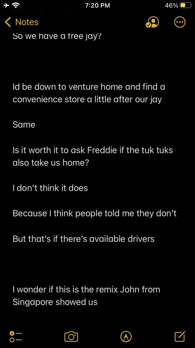 notes convo written back n forth with olivia when i lost my voice at the club in krabi