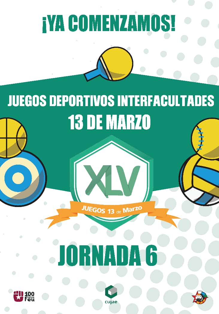 Comienza la última jornada de los #Juegos13M. Nuestras facultades en busca de dar el color más brillante a sus medallas🥇🥈🥉.
🔻
🔻
🔻
Dejanos saber a tu opinion de cómo quedará la tabla de posiciones (1-9) 
<a href="/AlmaCujae/">Alma Cujae</a>