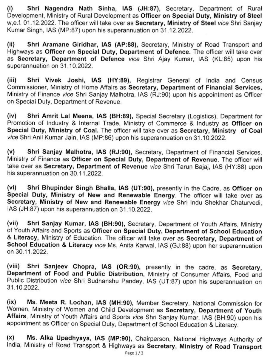 TheNewIndian_in's tweet photo. Centre #reshuffles more than 15 IAS officers in Delhi in key ministries like Sports, Corporate Affairs, Shipping, Steal and coal among others. https://t.co/u3q1eAcxMe