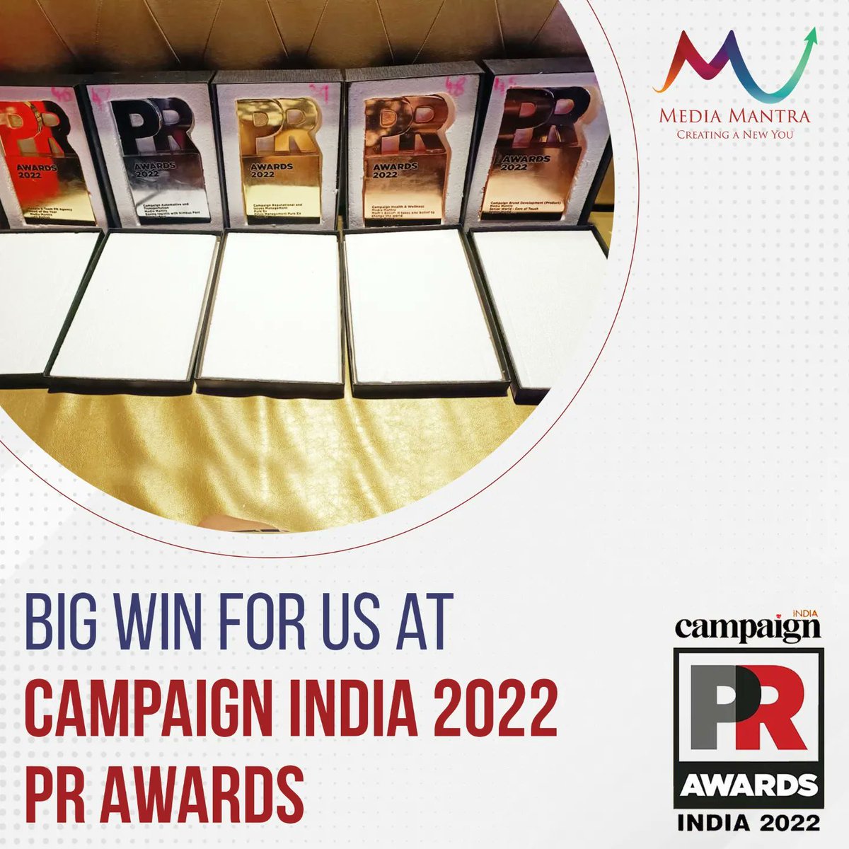 mediamantrapr's tweet photo. What a memorable night! At last night’s Campaign India PR Awards 2022, Media Mantra bagged several awards. Here are a few glimpses of the night and we couldn’t be prouder.

#PRAwards2022 #AwardCeremony #PRAgency #MediaMantra #SuccessMantra #MMNinjas #Gold #Silver #Bronze #Winners https://t.co/r4i4hK4069