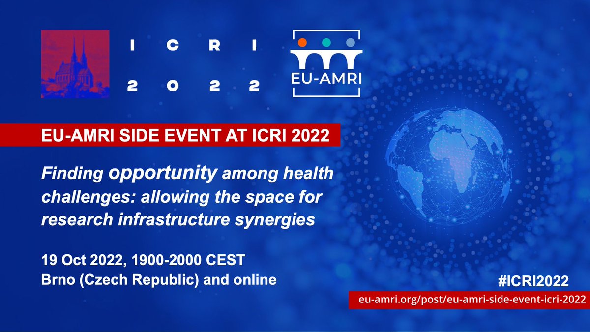 Roman Hrstka, Deputy Director #BBMRI_CZ &amp; Marialuisa Lavitrano, Director <a href="/BBMRI_it/">BBMRI_it</a> speak at the EU-AMRI Side Event of #ICRI2022 today at 19:00 - Finding Opportunity among Health Challenges Allowing the Space for Research Infrastructure Synergies.👉Tune in! lnkd.in/dQ8i_WgR
