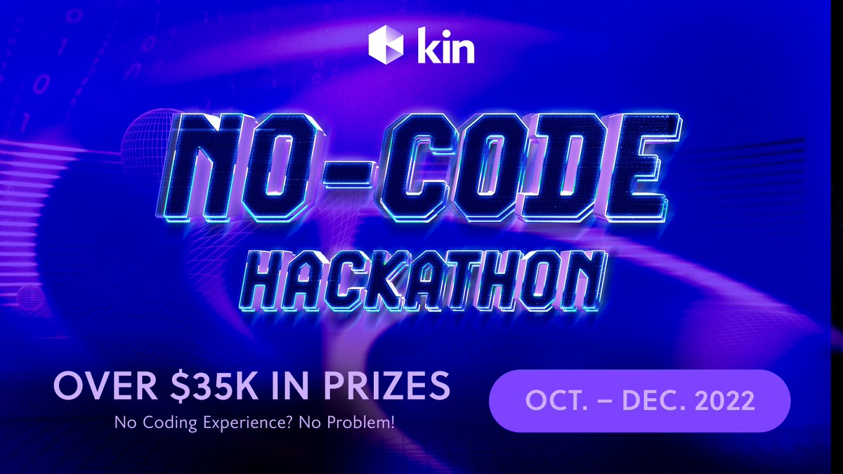 Announcing the Kin No-Code Hackathon, Sponsored by @bubble Kin is calling for aspiring app developers to build a cryptocurrency app, with zero coding experience required! Register by November 4th for your chance to win $KIN and Bubble Credits: kin.org/events/no-code…