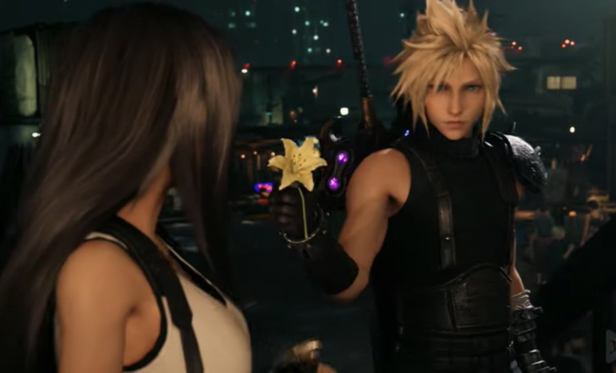 JediJenna's tweet image. Super-thread of Cloud being complimentary, appreciative, and overall sweet to Tifa for no reason other than being a mopey, low-spirited, emo (the latest characterization!) asshole🤣🤣 In no particular order, will keep updating, starting with…1️⃣⬇️ #Cloti #RealCloud #CloudAndTifa