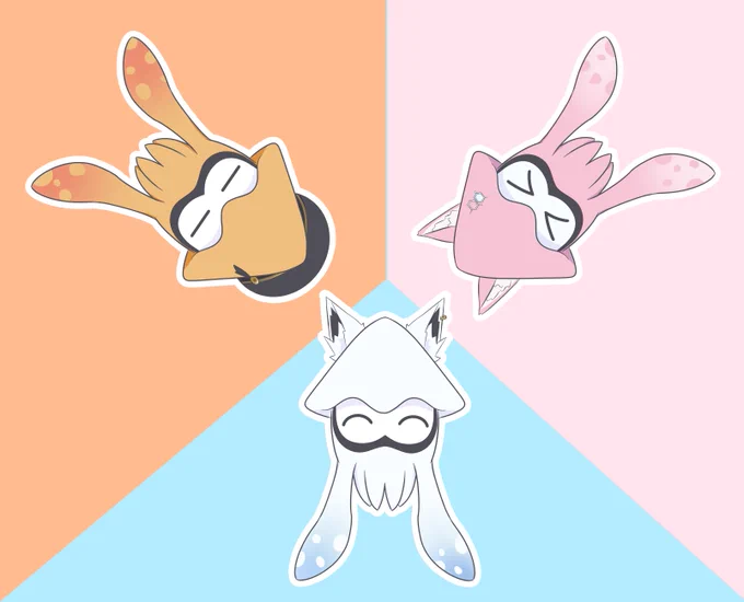 イカだった頃の皆んな#絵フブキ #しらぬえ #こよりすけっち  