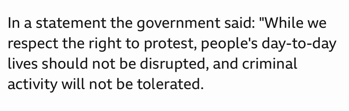 graceinflight's tweet photo. God forbid we disrupt our “day-to-day lives”. Not to worry UK government - in 10 years when humanity has gone extinct, there won’t be anymore day-to-day lives for these horrible woke liberals to interrupt. https://t.co/s9ugKMPooi